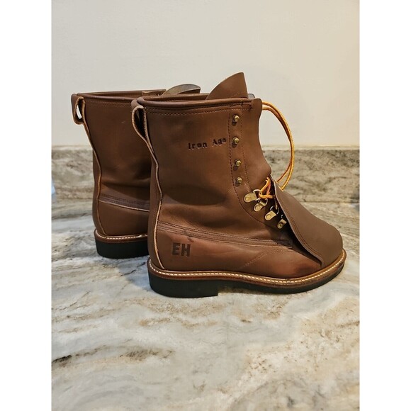 Iron Age Mens Work Boots Sz 8.5 C Met Guard 8 Inch Brown Leather Steel Toe USA main image 5